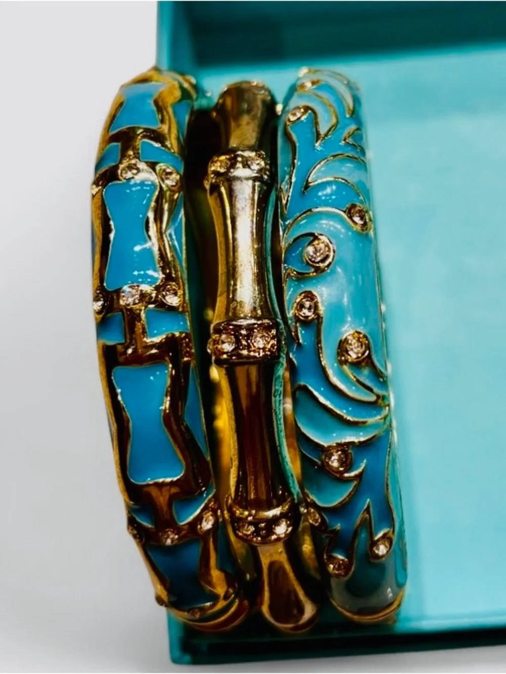 Nordstrom SEQUIN NYC Gold-Tone and Turquoise Enamel Bangle Bracelet Set